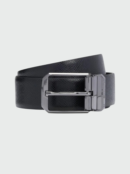 BOSS Cinturón Reversible de Piel Italiana con Dos Hebillas Negro
