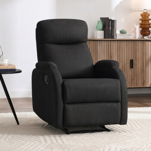 Sillón Recliner 1 Cuerpo Cuero Sintético - Adri Negro