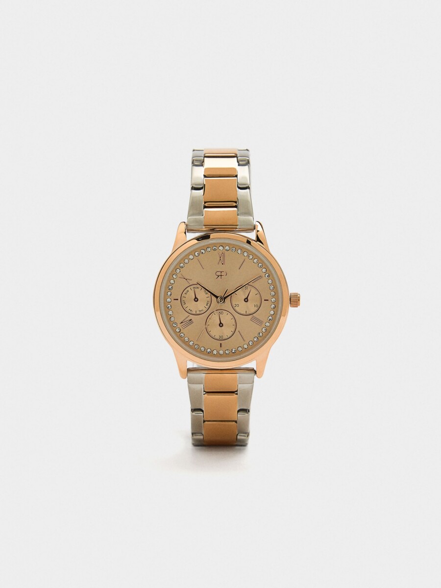Reloj Bicolor Con Pulsera De Acero Inoxidable bicolor