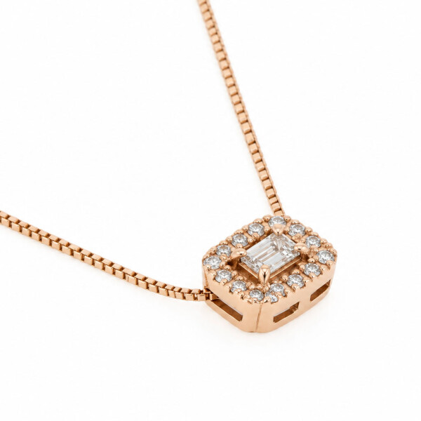 Colgante Jimena V. de Oro Rosa 18k con Brillantes Colgante Jimena V. de Oro Rosa 18k con Brillantes