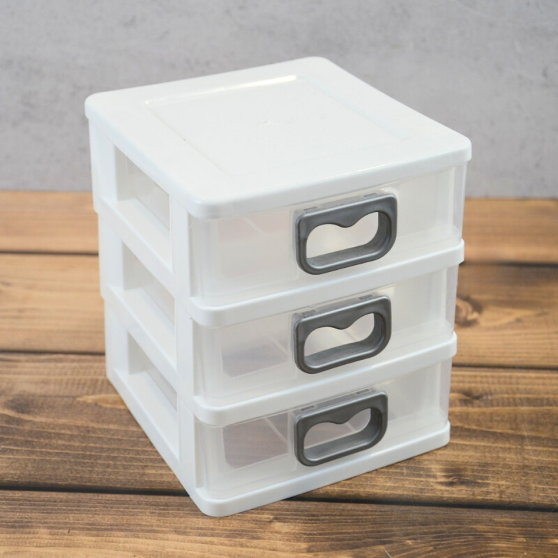 Gavetero organizador de plástico 3 bandejas BLANCO