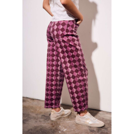 Jean Baggy Estampa Rombos Burdeos