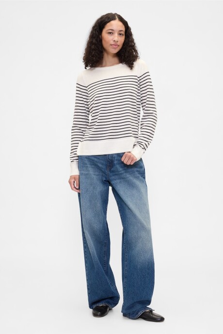 Buzo Cuello Bote A Rayas Mujer Milk Stripe