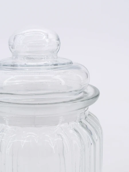 FRASCO DE VIDRIO CON TAPA TRANSPARENTE