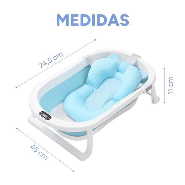 Baño Plegable Termómetro + Colchón Bebé Baby Antideslizante Color Variante Celeste