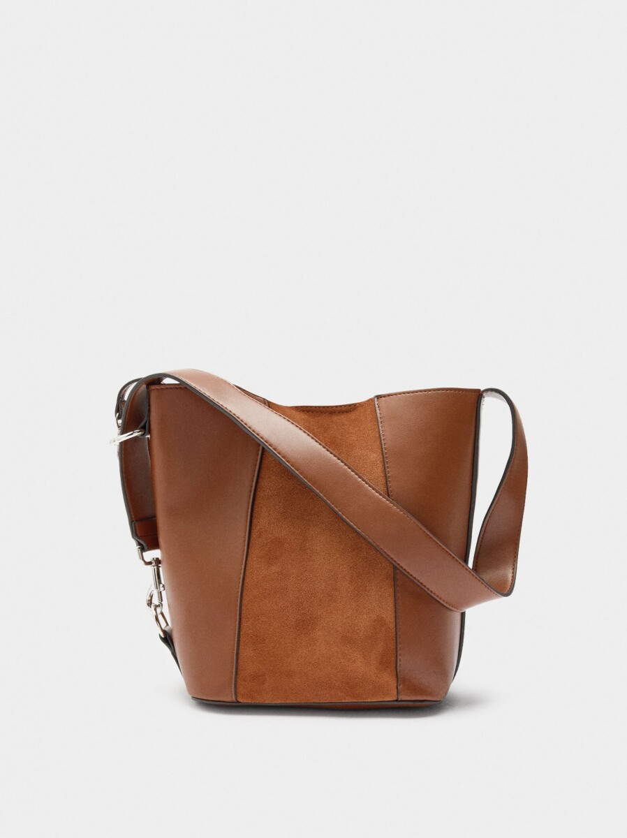 Bolso Bombonera Con Detalles De Piel - camel 