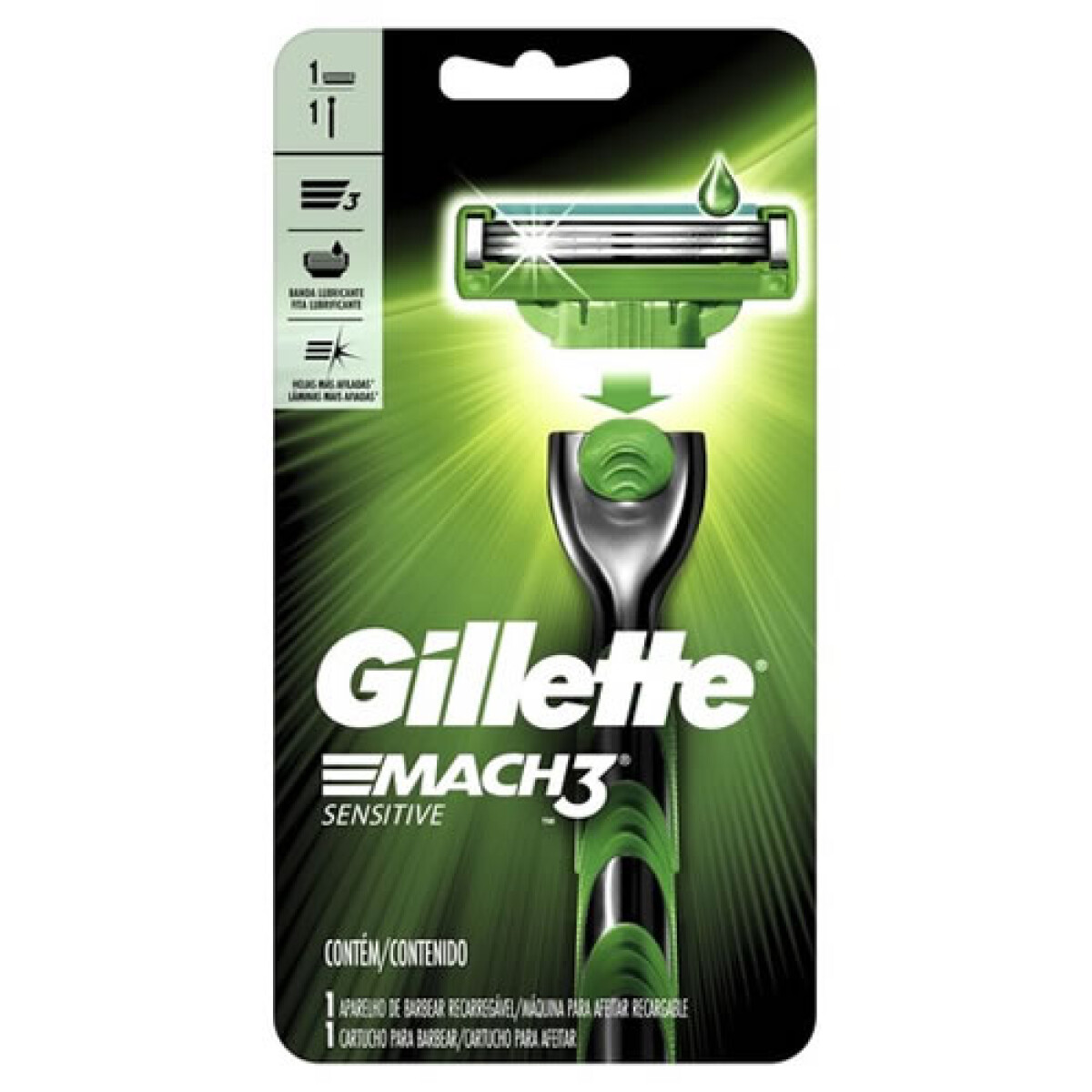 Gillette Mach 3 Sensitive Máquina + 1 Repuesto – Afeitado Suave para Piel Sensible