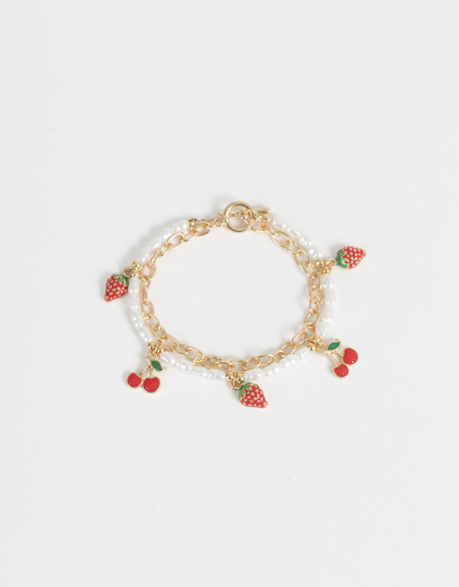 Pulseras Flexibles Frutas Pulsera Con Dijes Frutas - Dorado