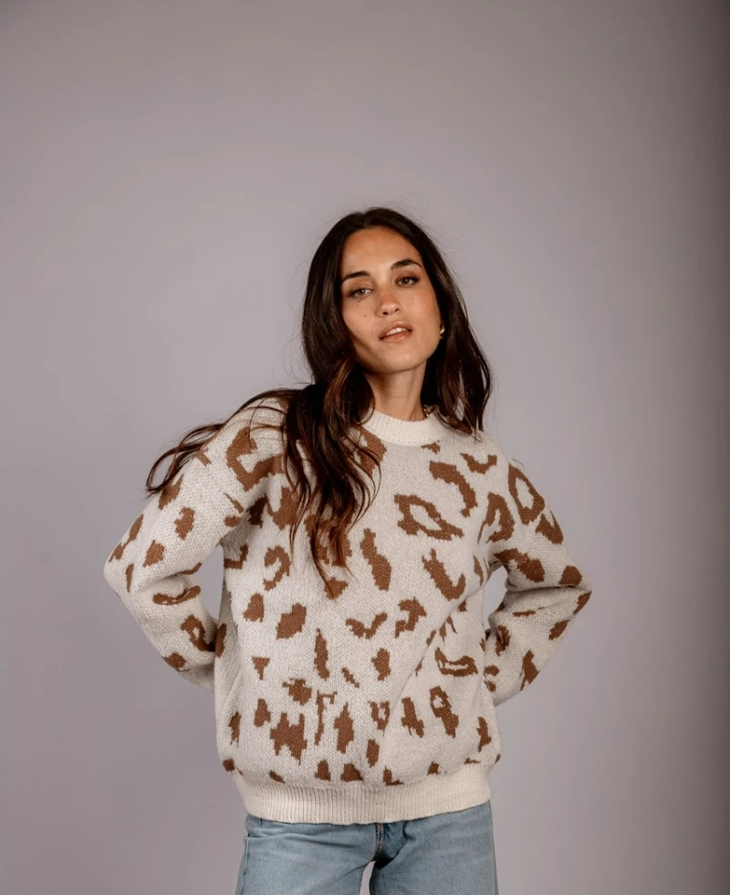 Buzo Print blanco con beige