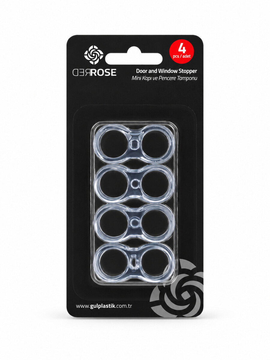 TOPE DE PUERTA Y VENTANA SET X 4 - TRANSPARENTE 