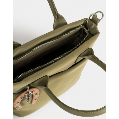 Cartera Mini City Con Charm Verde Oliva