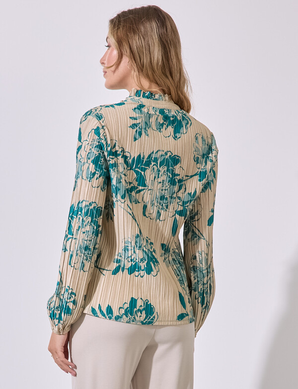 Blusa Plisada Print MULTI/VERDE