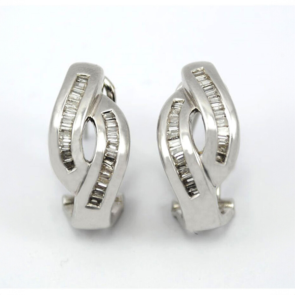 Caravanas Oro Blanco 18K Y Brillantes. Caravanas Oro Blanco 18K Y Brillantes.