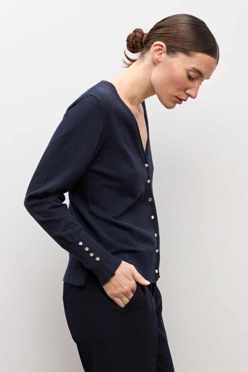 Cardigan abotonado azul marino