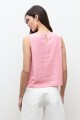 Blusa lino detalle desflecado rosado melange