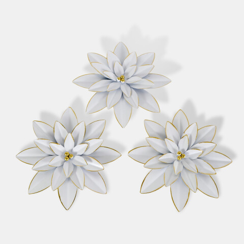 SET FLOR METAL BLANCO 3PZAS Unica