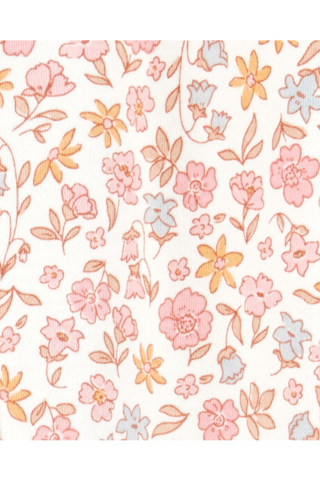 Pijama una pieza de algodón, con pie, diseño floral Sin color