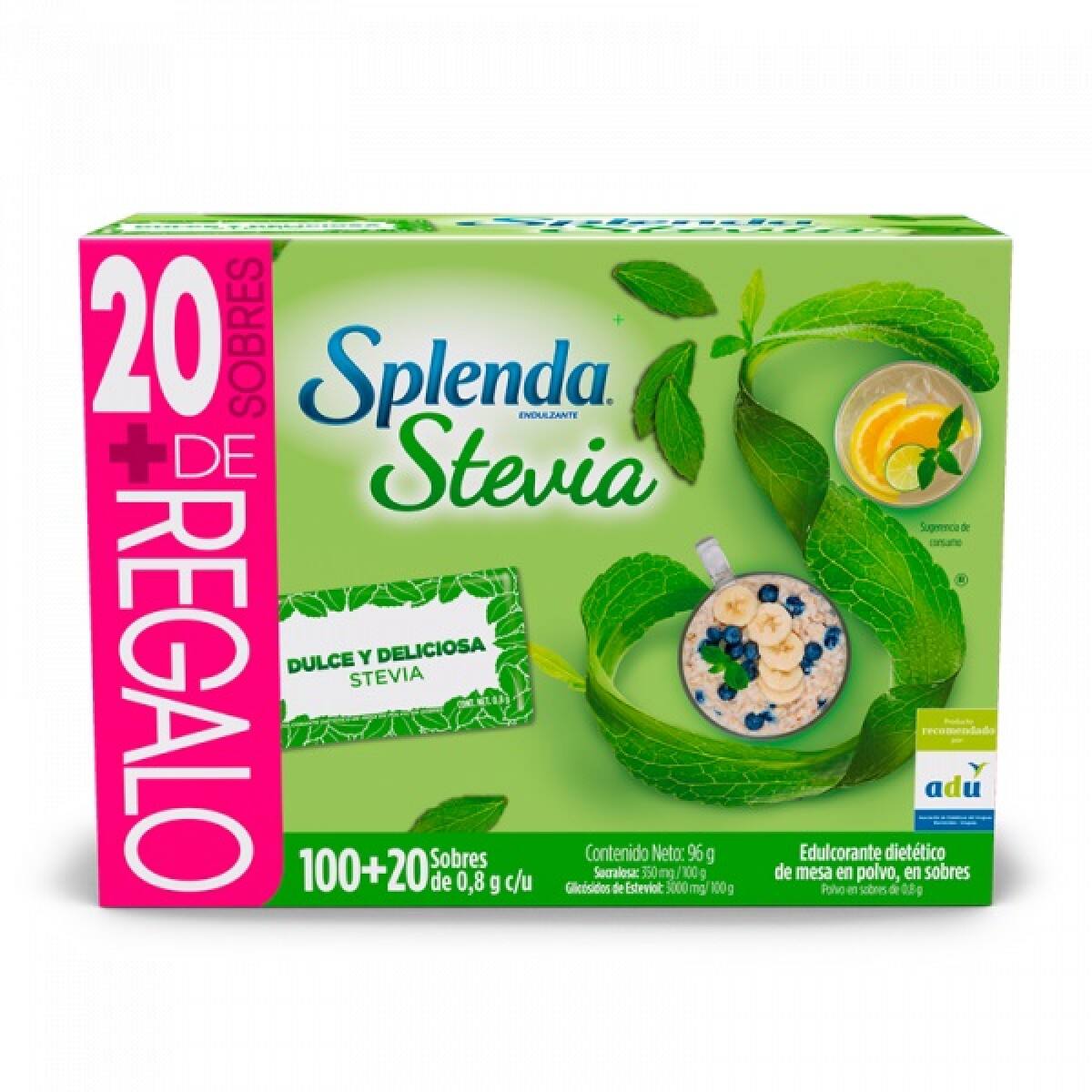 Edulcorante Splenda Stevia Sobres 100 + 20 Gratis 