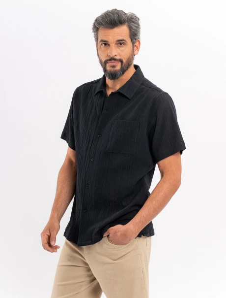 Camisa m/c bambula negro