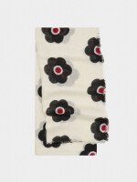 Pañuelo Estampado Floral Con Lana crudo