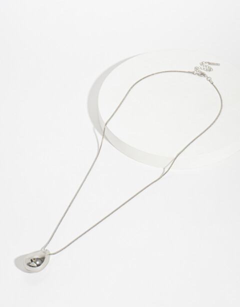 Collares Largos Metal Collar Largo Con Dije Metálico - Plateado Rodio