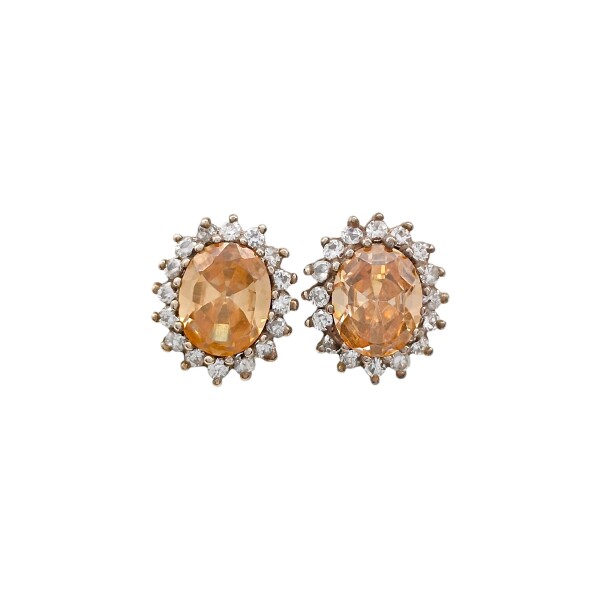Caravanas Oval-Plata 925-Piedra Zirconia-CA3457 Conpiedra