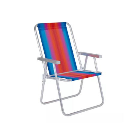 Reposera Silla Alta Plegable en Aluminio Conforto Mor Rayada Celeste/naranja