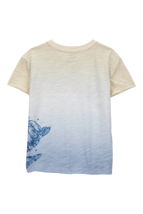 Remera de algodón, manga corta, estampa tortugas Sin color