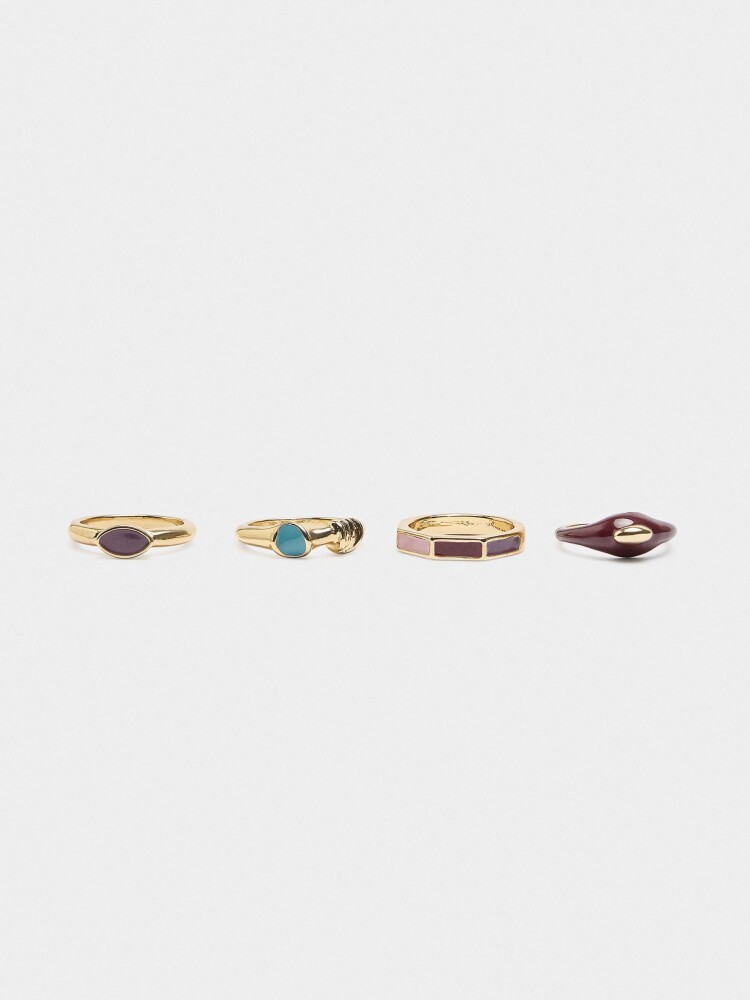 Set De Anillos Con Esmalte multicolor