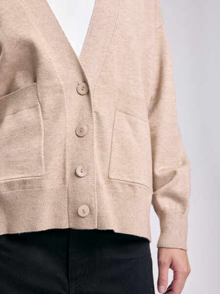 Cardigan punto corte lateral Taupe