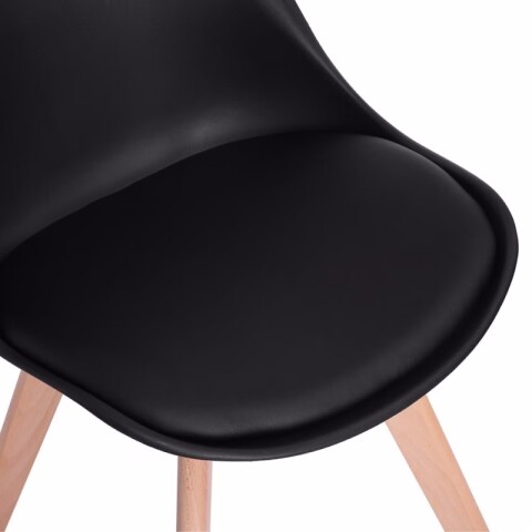 Juego de Comedor de 4 Sillas Eames Tulip con Asiento Acolchado y Mesa Rectangular Patas de Madera Negro