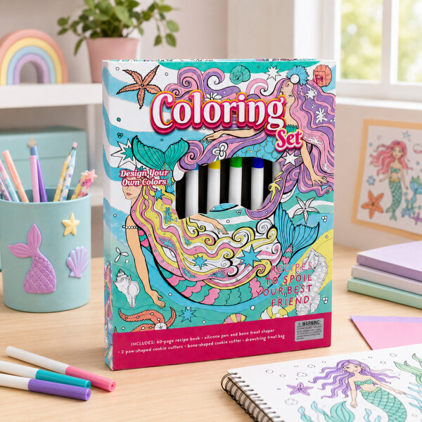 Set de Arte Infantil para Colorear con 6 Marcadores Celeste 1