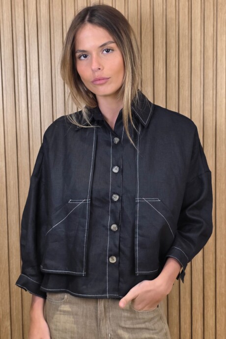 Sobrecamisa Greta Puro lino Negro
