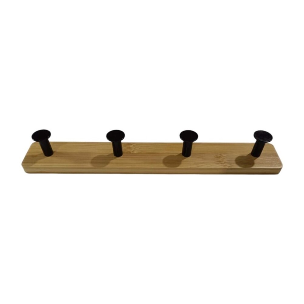 Perchero de Pared 4 Colgadores Bambú Natural/Negro PERCHERO DE PARED 4 COLGADORES BAMBOO NATURAL/NEG.