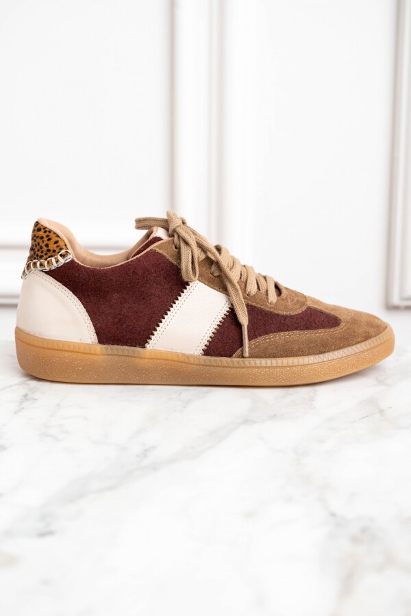 Zapatilla Combinada Gamuza Marrón