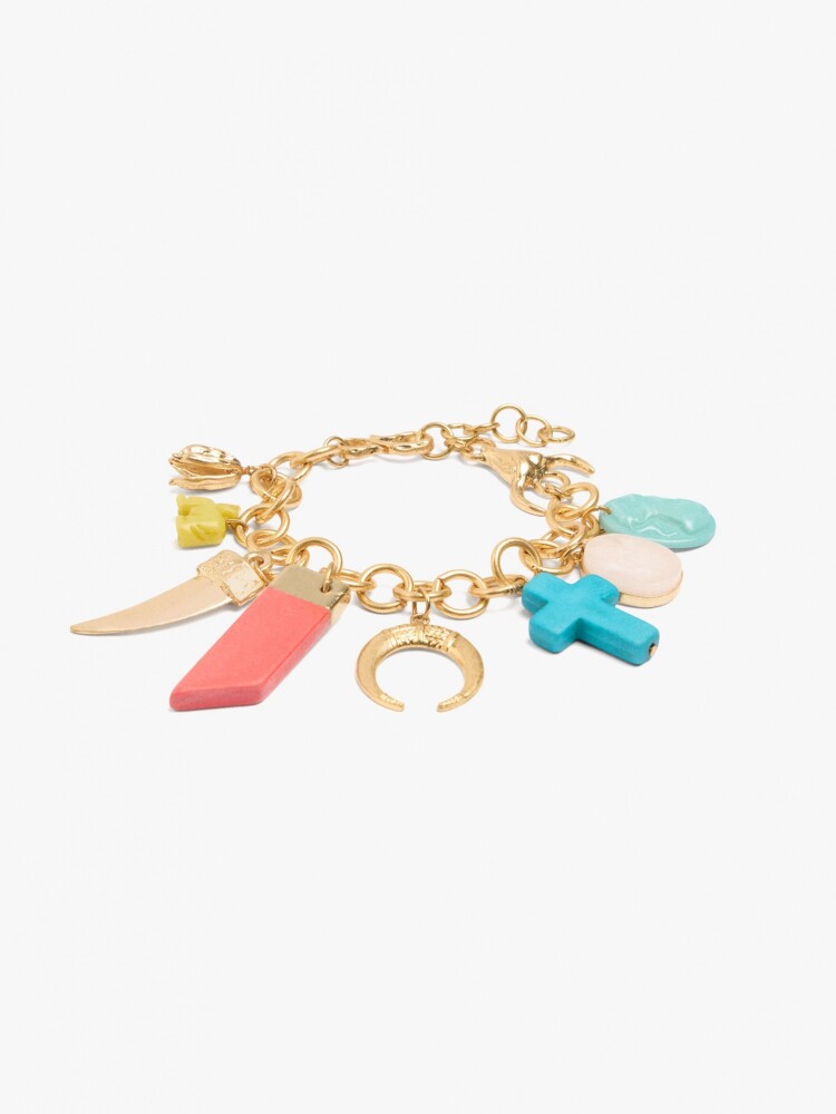Pulsera De Eslabones Con Colgantes De Piedras multicolor