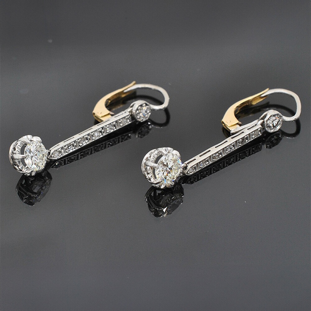 Caravanas Antiguas En Oro 18K, Brillantes Y Diamantes Caravanas Antiguas En Oro 18K, Brillantes Y Diamantes