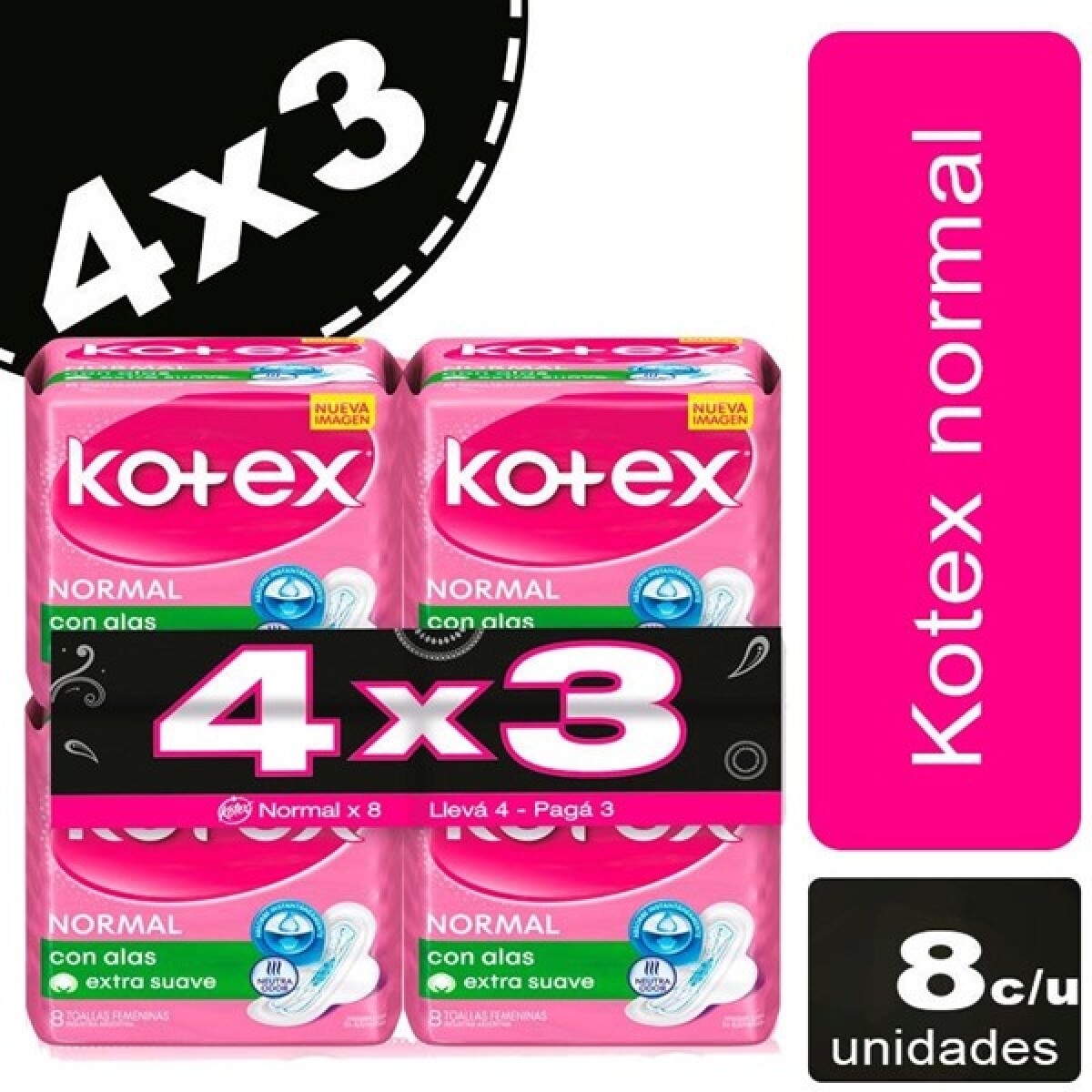 KOTEX NORMAL CON ALAS 8 4X3 