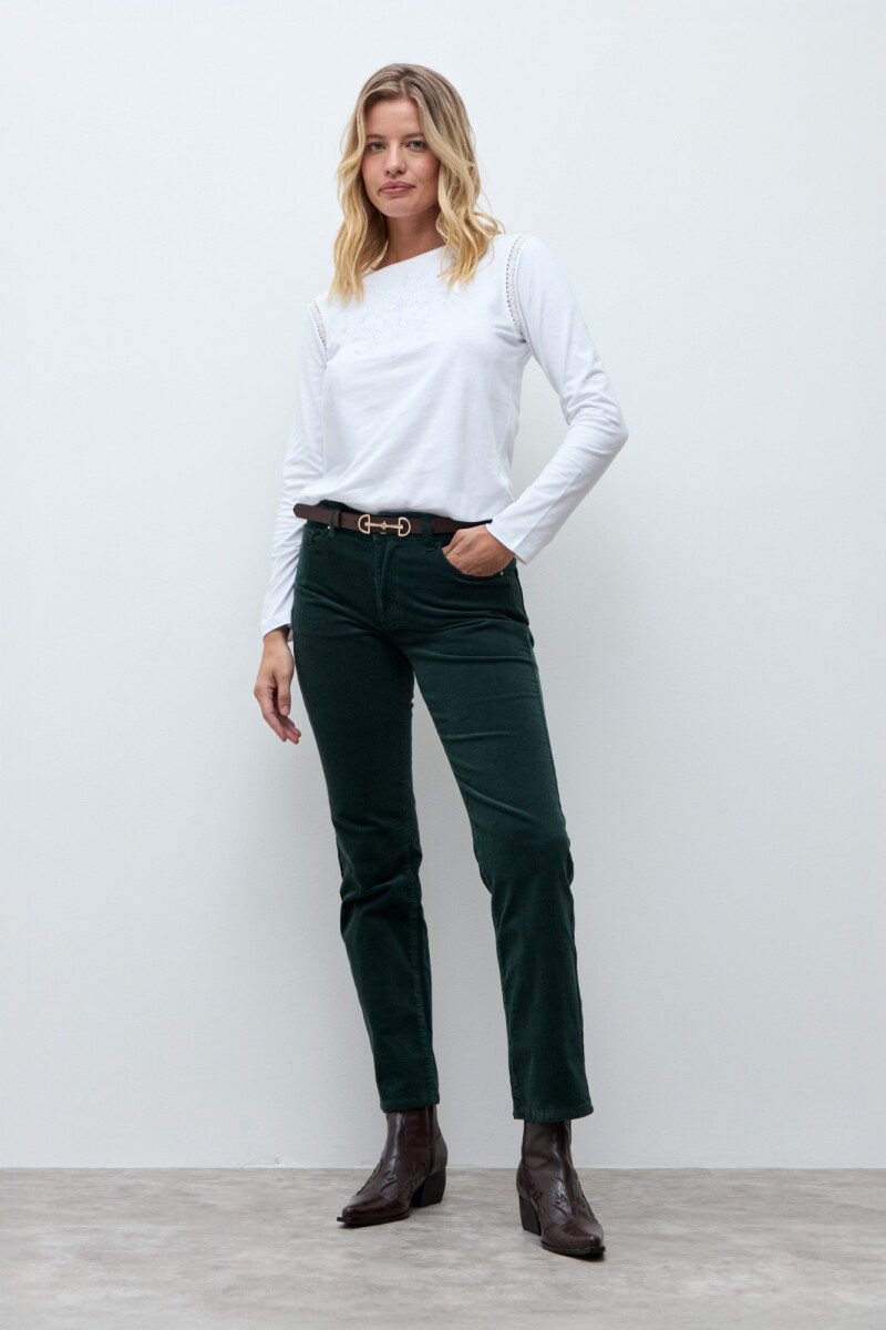 Remera bordado floral - blanco 