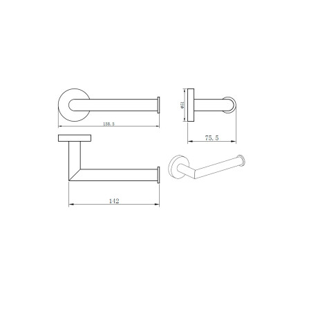 PORTA ROLLO CROMADO 158.5MM MARCA AQUALIA LINEA MODENA 000