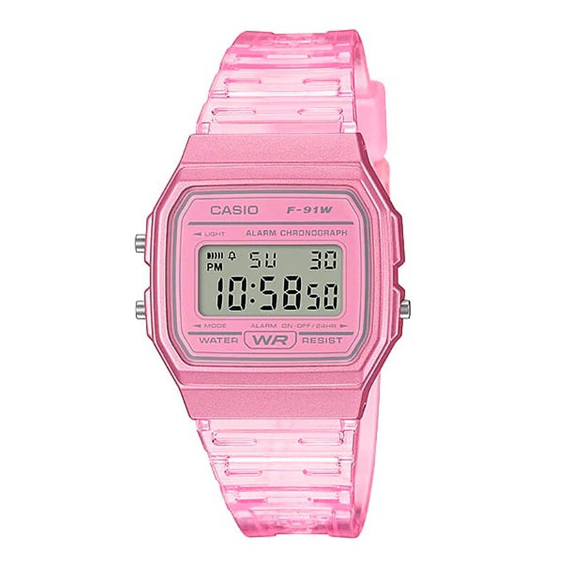 Reloj Casio de Dama y Caballero con correa transparente F-91WS -4DF