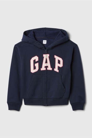 Buzo Canguro Con Cierre Logo Gap Con Felpa Niña Tapestry Navy