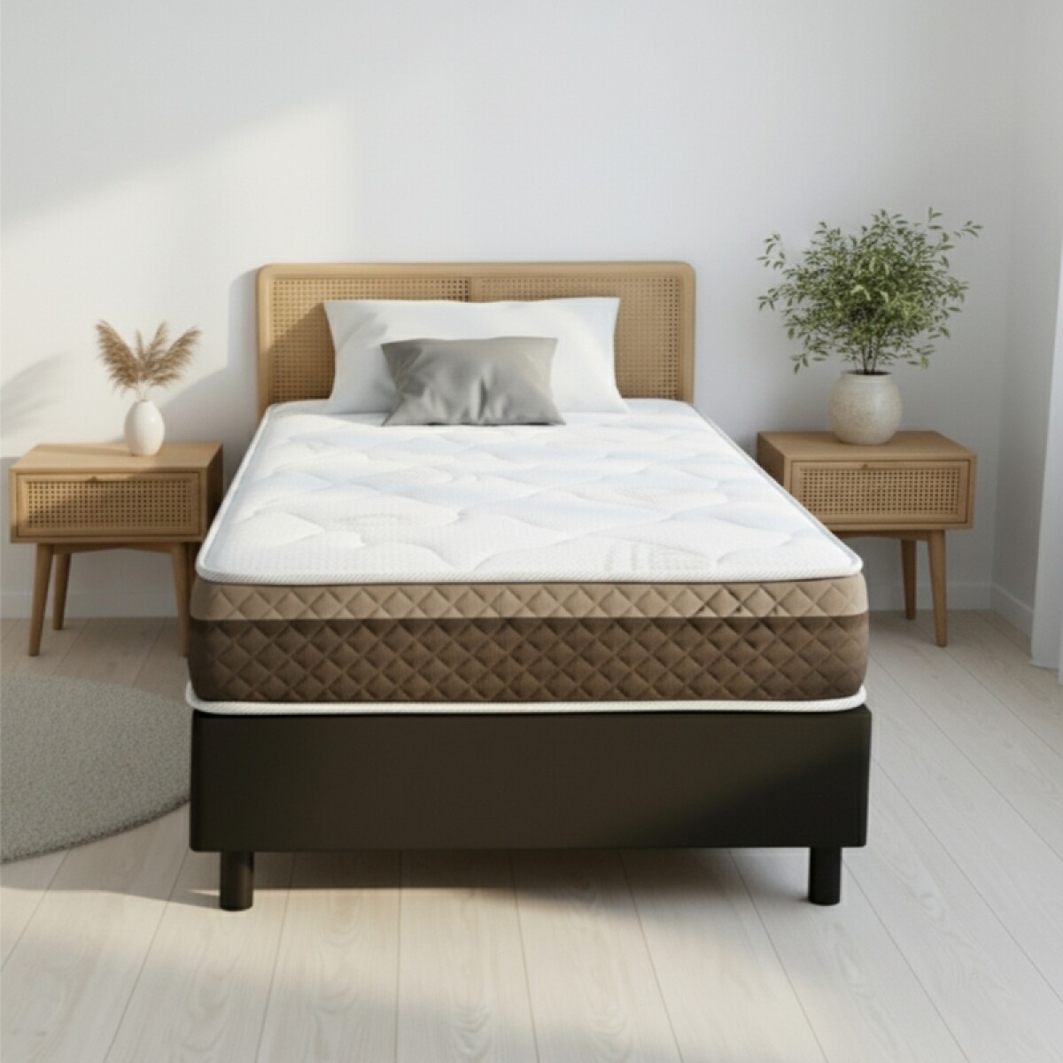 Sommier con Resortes Pocket Espuma Alta Densidad y Eurotop Soporte 130 Kg - 1 Plaza y Media 110 cm de Ancho 