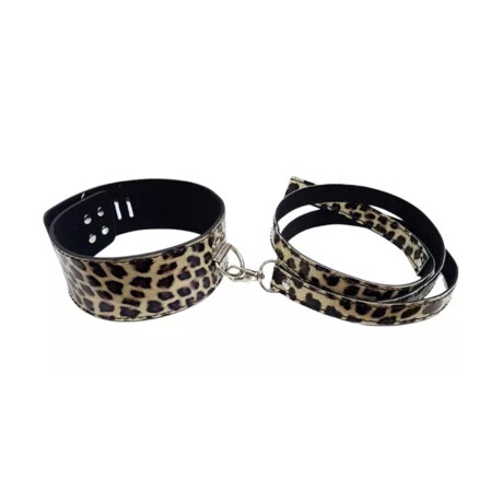 Collar De Animal Print Con Candado Y Correa Collar De Animal Print Con Candado Y Correa