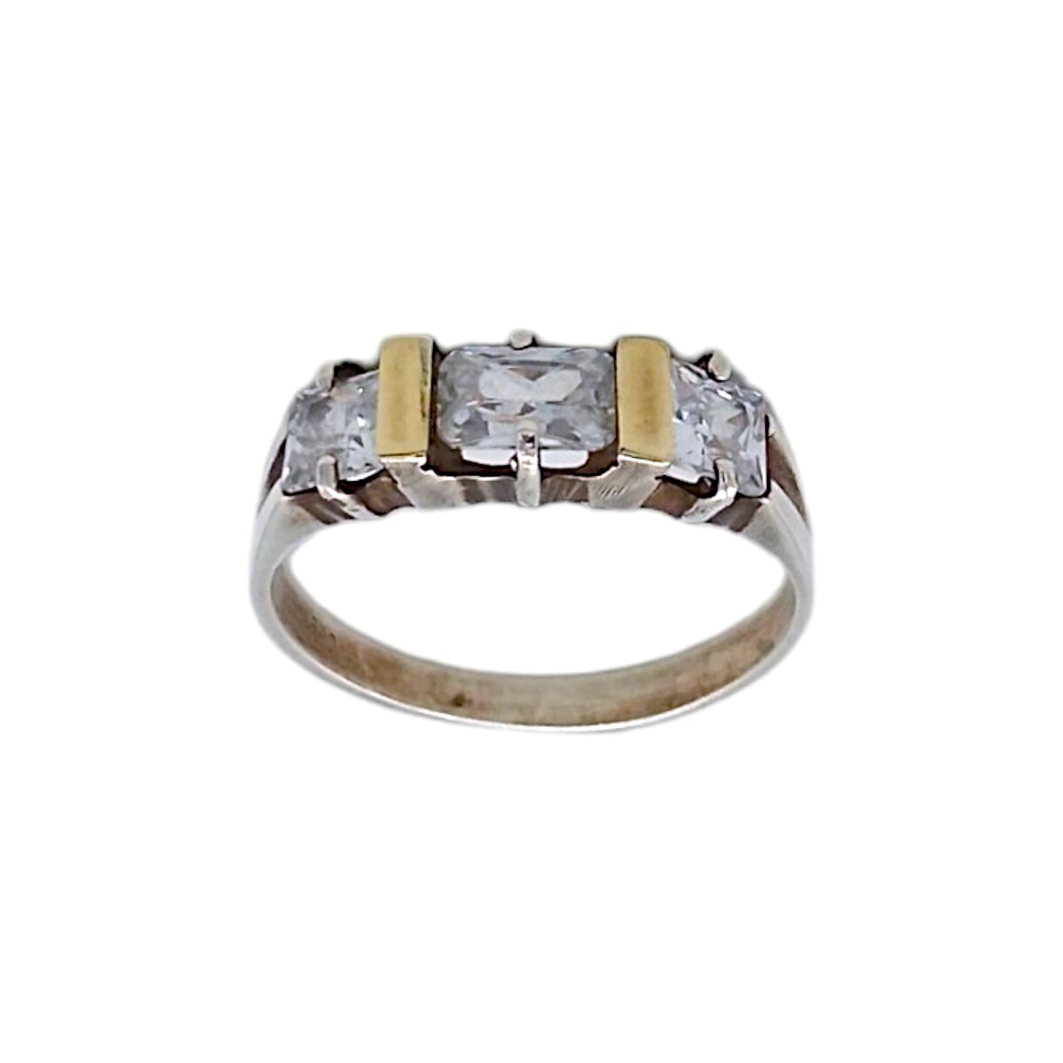 Anillo Trilogy-Plata y Oro-Piedra Zirconia-AN5006 - conpiedra 