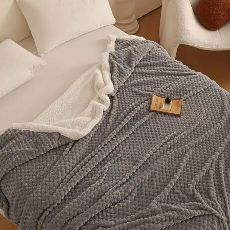 Frazada Polar 2Pzas Doble Cara Texturizada y Símil Corderito Beige Claro