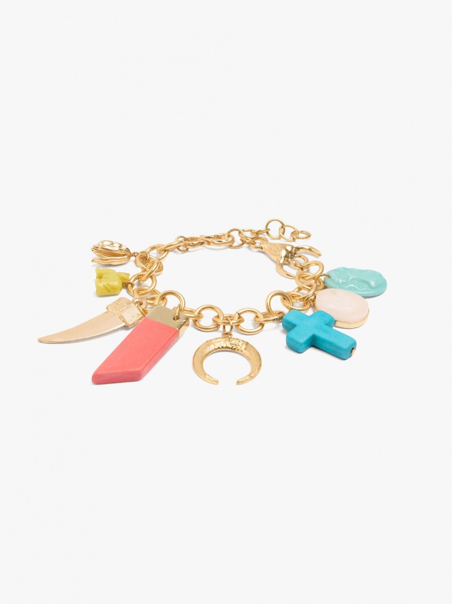 Pulsera De Eslabones Con Colgantes De Piedras - multicolor 