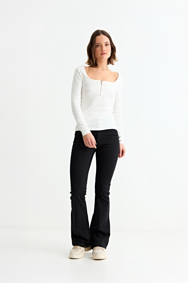 Remera m/l con cierre frontal BLANCO