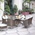 Mesa Ovalada Simil Rattan C/ Vidrio Chocolate Mesa Ovalada Simil Rattan C/ Vidrio Chocolate