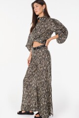 Pantalon Cuarzo Lino Estampa Negro